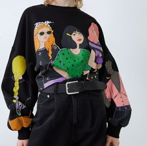 Girl print sweatshirt zara Clearance